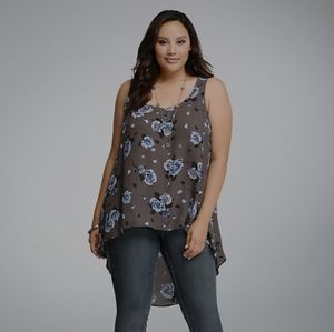 Cute Floral Hi-Lo Sheer Tank Top